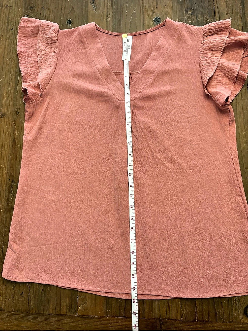 Bebonnie Mauve Pink Crinkle Pleated V-Neck Flutter Sleeve Blouse L - Picture 5 of 5